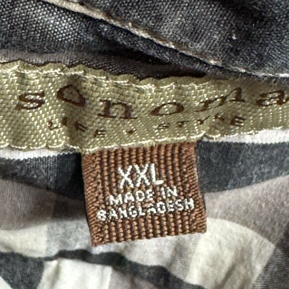 Plaid Black & White Men's Fish Short Sleeve Shirt by Sonoma Size XXL Pre-owned - Picture 9 of 11